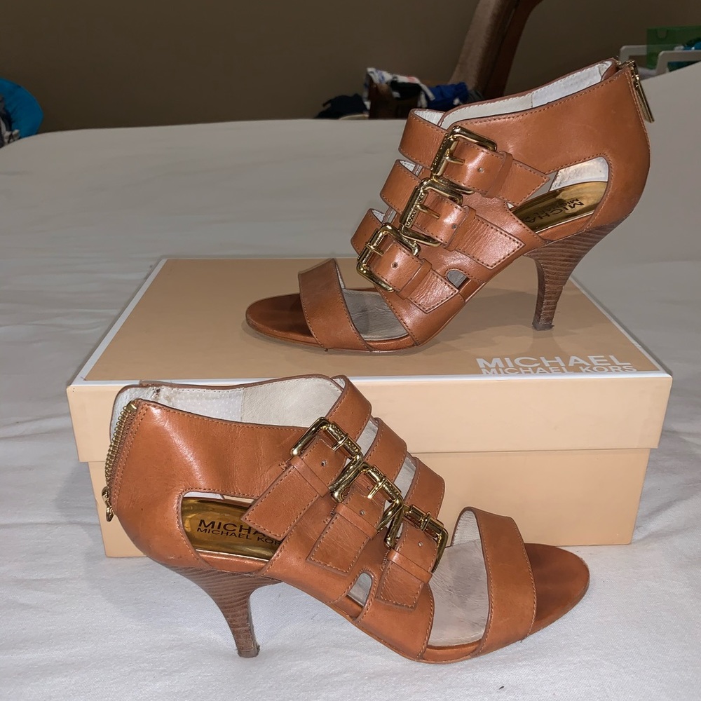 Brown Michael Kors Buckle Heels
